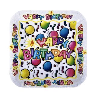 ΠIATΑΚΙΑ HAPPY BIRTHDAY 23εκ 6 ΤΕΜ - ΤΕΤΡΑΓΩΝΑ